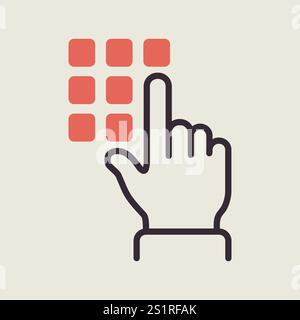 Hand finger entering pin code icon. Unlock and password symbol. Security sign. Graph symbol for your web site design, logo, app, UI Stock Vector