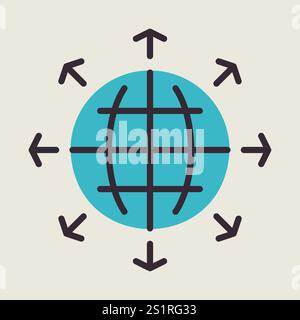 Arrows outside from globe vector icon. Global communication filled symbol. Security sign. Graph symbol for your web site design, logo, app, UI Stock Vector