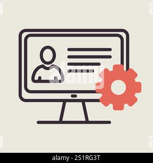 User customize settings on monitor vector icon. User interface customization, programming. Concept of creating, setting personal pages and repairing. Stock Vector