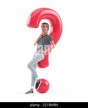 3d man with question mark. Isolated white background Stock Photo - Alamy