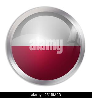 Poland flag - glossy circle button displays a colorful flag representing a country cultural identity and heritage. The essence of national pride and unity. Stock Vector