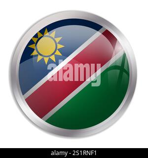 Namibia flag - glossy circle button displays a colorful flag representing a country cultural identity and heritage. The essence of national pride and unity. Stock Vector
