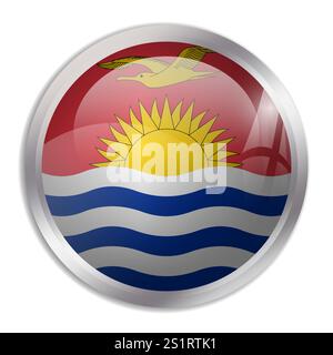 Kiribati flag - glossy circle button displays a colorful flag representing a country cultural identity and heritage. The essence of national pride and unity. Stock Vector