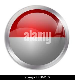 Indonesia flag - glossy circle button displays a colorful flag representing a country cultural identity and heritage. The essence of national pride and unity. Stock Vector