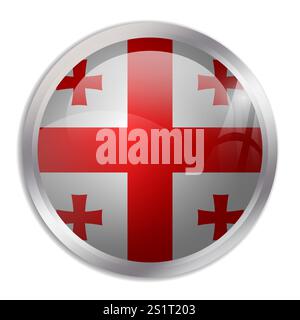 Georgia flag - glossy circle button displays a colorful flag representing a country cultural identity and heritage. The essence of national pride and unity. Stock Vector