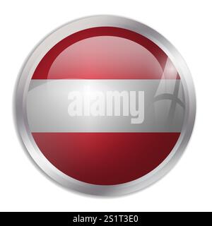 Austria flag - glossy circle button displays a colorful flag representing a country cultural identity and heritage. The essence of national pride and unity. Stock Vector