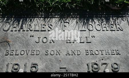 Los Angeles, California, USA 2nd January 2025 Actor Jon Hall Grave, aka Charles Locher in Court of Valor at Forest Lawn Memorial Park Hollywood Hills on January 2, 2025 in Los Angeles, California, USA. Photo by Barry King/Alamy Stock Photo Stock Photo