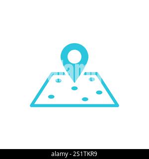 Map with Location Marker. Isolated on white background. From blue icon set. Stock Vector