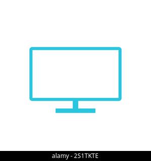 Monitor Icon. Isolated on white background. Blue icon set. Stock Vector