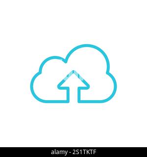 Save in the Cloud icon. Isolated on white background. Blue icon set. Stock Vector