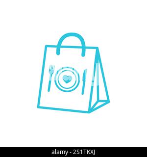 Take Away Healthy Choices icon. Isolated on white background. Blue icon set. Stock Vector