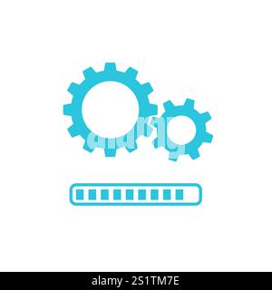 Installing Updates icon. isolated on white backghround. Blue icon set. Stock Vector