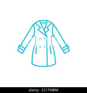 Chic Women's Wool Coat Icon for Winter. Isolated on white background. Blue icon set Stock Vector