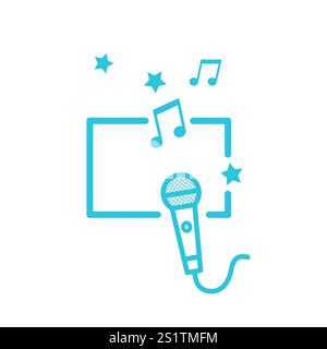 Karaoke microphone  icon. Isolated on white background. Blue icon set Stock Vector