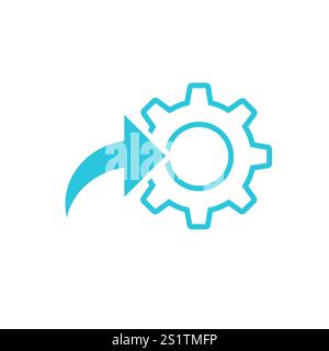 Implementation Process Gear Icon. Isolated on white background. Blue icon set. Stock Vector