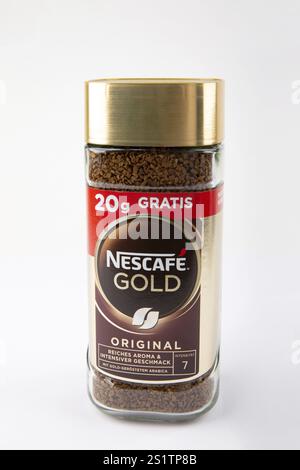 WETZLAR, Germany - 2022-04-05: Nescafe Gold Instant Coffee white background Stock Photo