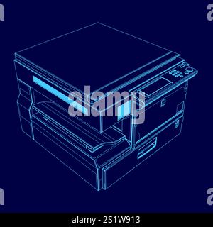 Blue image of a printer. Vector illustration Stock Vector