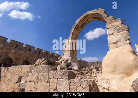 Jerusalem, Israel, landmark citadel Migdal David Tower of David in Old City near Jaffa Gate. Stock Photo