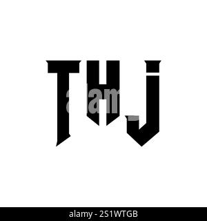 THJ letter logo design for technology company. THJ logo design black and white color combination. THJ logo, THJ vector, THJ design, THJ icon, THJ alph Stock Vector