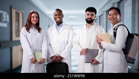 Nurse And Doctor Students Trainees Walking In Hospital Stock Photo