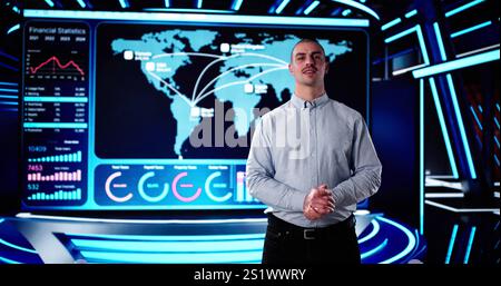 Speaker At Virtual Training Seminar. Training Conference Video Stock Photo