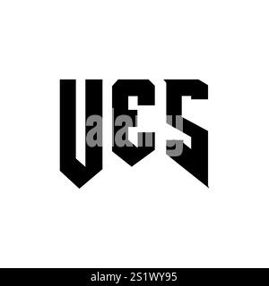 UES letter logo design for technology company. UES logo design black ...