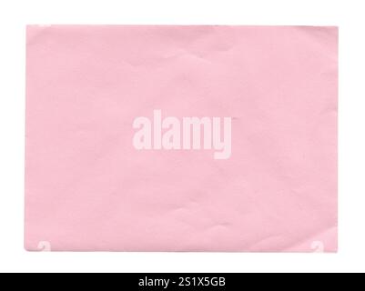 back view closeup of blank brown old aged closed letter blue pink envelope with antique texture isolated on white background Stock Photo