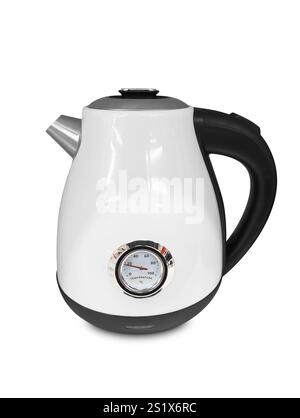 Metal white electric kettle. Isolated object on white background Stock Photo