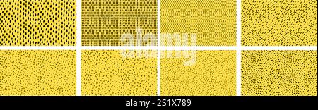 Collection of small dash seamless patterns. Vector wallpaper with hand drawn sprinkles Stock Vector