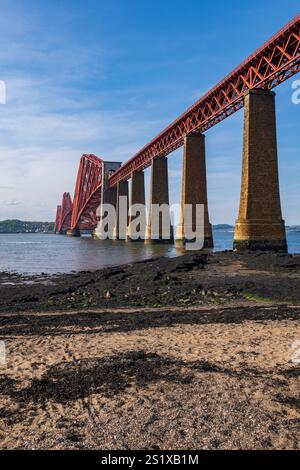 Forth Bridge in South Queensferry, Scotland, UK. Cantilever railway bridge from 1890 over Firth of Forth estuary. Stock Photo