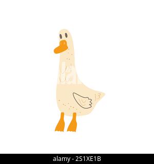 Goose character isolated on white background. Vector hand drawn flat illustration Stock Vector