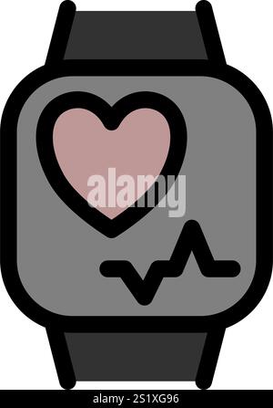 Fitness health tracker to measure BPM and EGC - Flat icon symbol Stock Vector