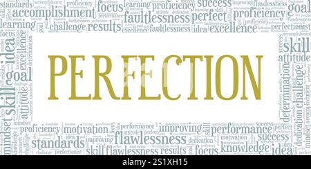 Perfection word cloud conceptual design isolated on white background. Stock Vector