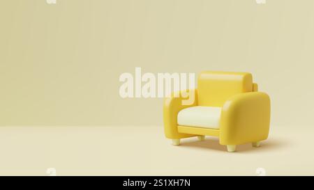 Yellow armchair cute 3d vector icon isolated on white background Stock Vector