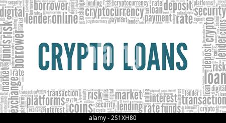 Crypto Loans word cloud conceptual design isolated on white background. Stock Vector