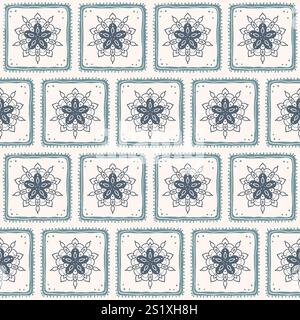 Backsplash mandala seamless pattern with abstract ornament. Vector hand drawn flat illustration. Stock Vector