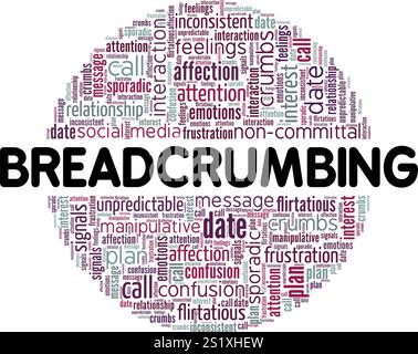 Breadcrumbing word cloud conceptual design isolated on white background. Stock Vector
