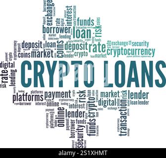 Crypto Loans word cloud conceptual design isolated on white background. Stock Vector