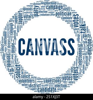 Canvass word cloud conceptual design isolated on white background. Stock Vector
