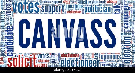 Canvass word cloud conceptual design isolated on white background. Stock Vector