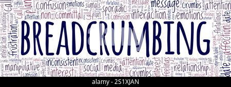 Breadcrumbing word cloud conceptual design isolated on white background. Stock Vector