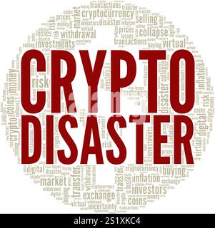 Crypto Disaster word cloud conceptual design isolated on white background. Stock Vector