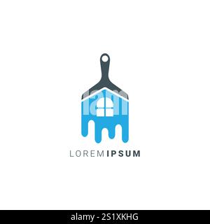 House Paint Service Logo with Paintbrush and Home Icon Stock Vector