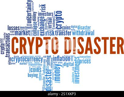 Crypto Disaster word cloud conceptual design isolated on white background. Stock Vector