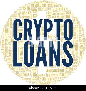 Crypto Loans word cloud conceptual design isolated on white background. Stock Vector