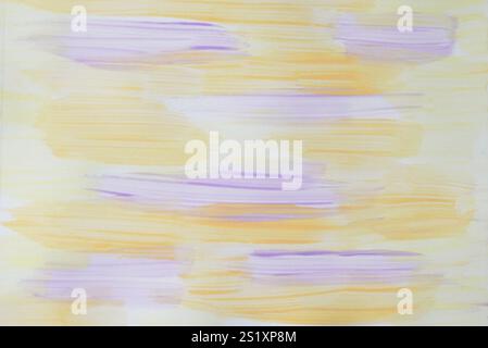 Hand painted background in purple and yellow colors. Colorful abstract pattern. Graphic resource. Stock Photo