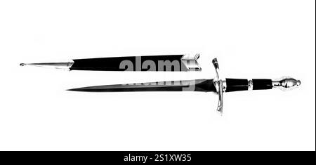 Edged weapon dagger and scabbard isolated over a white background Stock Photo