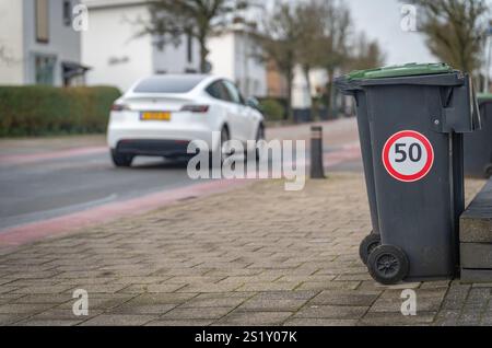 Reminder of 50km per hour speed limit for cars inside built up areas across The Netherlands Stock Photo