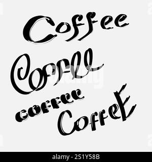 Coffee lettering typography set. Morning drink motivational phrases ...
