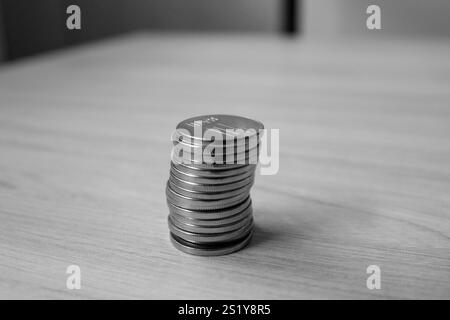 Romanian paper money. A pack of Romanian lei Stock Photo